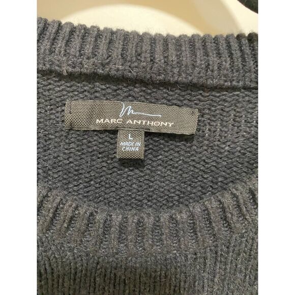Marc Anthony Wool Blend Knit Pull-Over Sweater Crew Neck Casual Black Size L - Picture 3 of 8